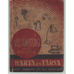 Barta és Társa villamossági cikkek árjegyzéke 1938