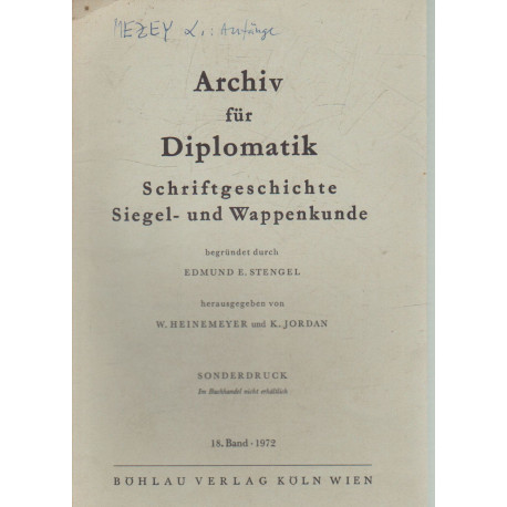 Archív für Diplomatik (dedikált)
