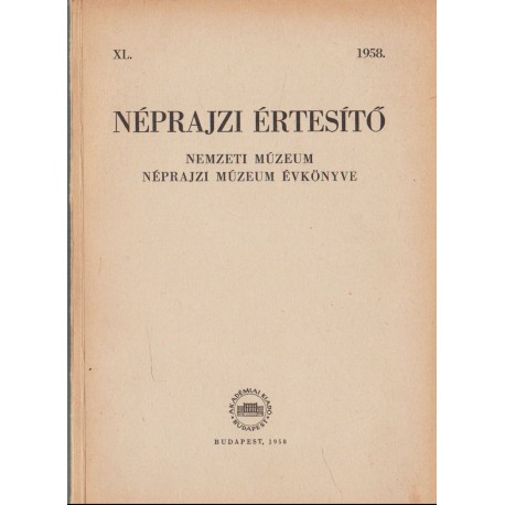 Néprajzi értesítő 1958.