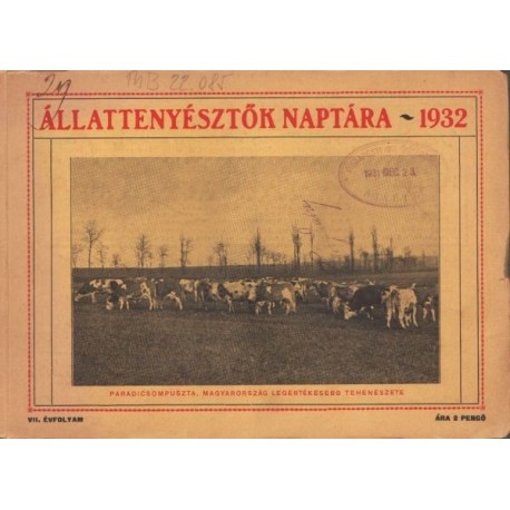 Állattenyésztők naptára 1932.