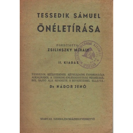 Tessedik Sámuel önéletírása