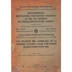 Magyarország községeinek háztartási viszonyai az 1934. évi községi költségelőirányzatok szerint