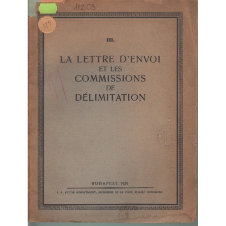 La lettre d'envoi et les commissions de délimitation