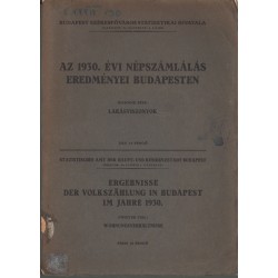 Az 1930. évi népszámlálás eredményei Budapesten 2. rész