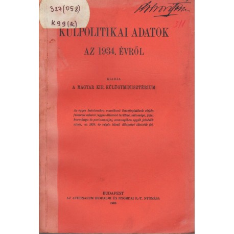 Külpolitikai adatok az 1934. évről