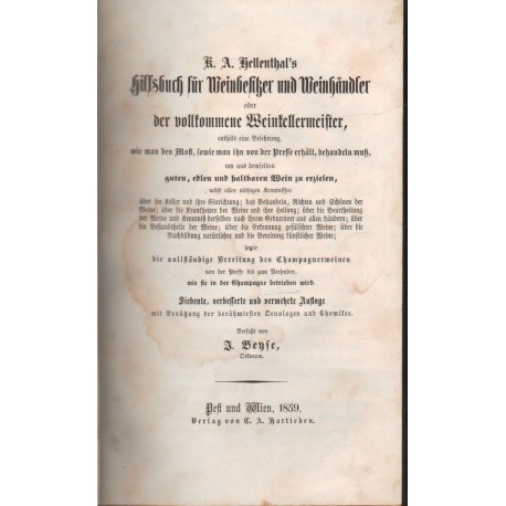 K. A. Hellenthal's Hilfsbuch für Weinbelitzer und Weinhändler