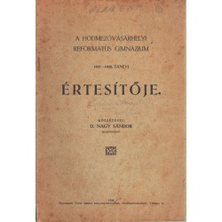 A Hódmezővásárhelyi Református Gimnázium 1927-1928. tanévi értesítője