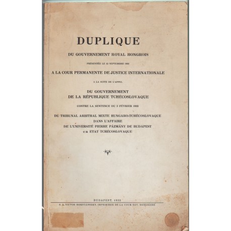 Duplique du gouvernement Royal Hongrois