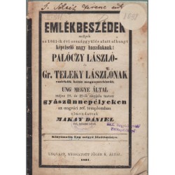 Emlékbeszédek Palóczy László és Gr. Teleky Lászlónak