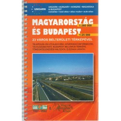 Magyarország (1:360 000) és Budapest (1:25 000) autóatlasz - 23 város belterületi térképével