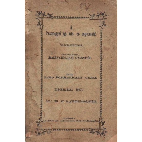 A Pestmegyei ág. hitv. ev. esperesség Schematismusa