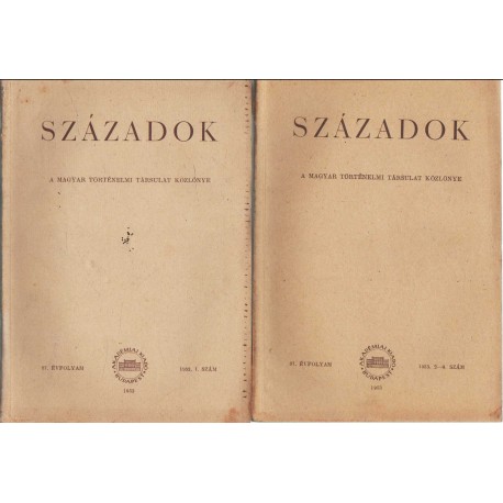 Századok 1953. (1-3. szám)