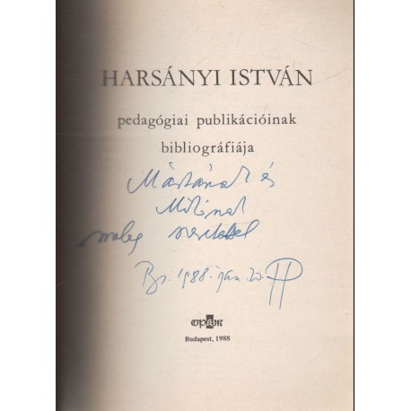 Harsány István pedagógiai publikációjának bibliográfiája
