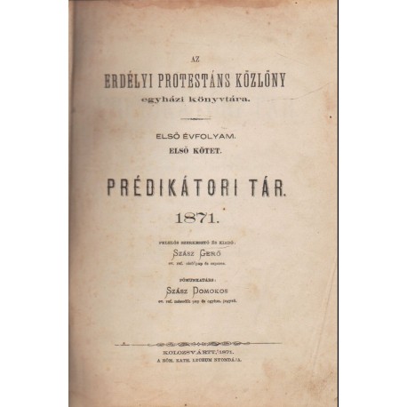 Prédikátori tár 1871