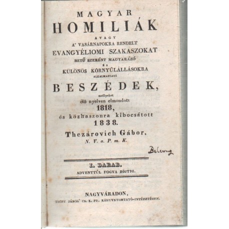 Magyar Homiliák (1838)