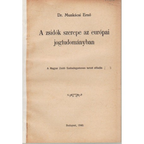 A zsidók szerepe az európai jogtudományban