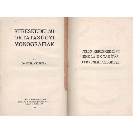 Felső kereskedelmi iskoláink tanítástervének fejlődése