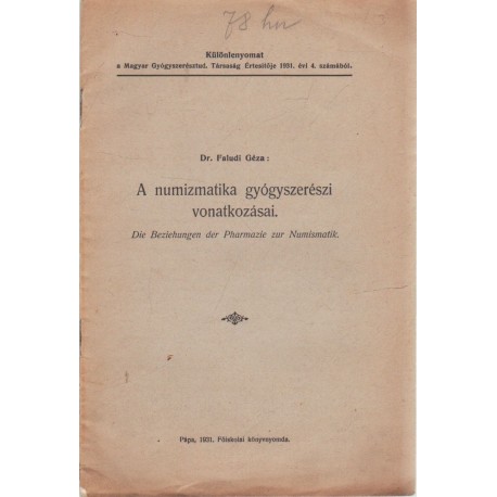 A numizmatika gyógyszerészi vonatkozásai