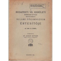 Budapesti VII.ker. Barcsay utcai Állami Főgimnázium értesítője 1920-1921