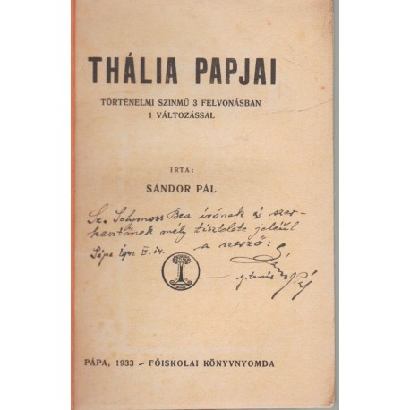 Thália papjai (dedikált)