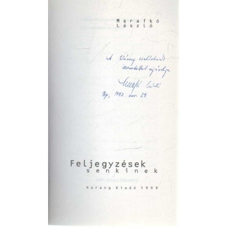 Feljegyzések senkinek (dedikált)