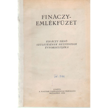 Fináczy emlékfüzet