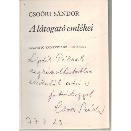 A látogató emlékei (dedikált)