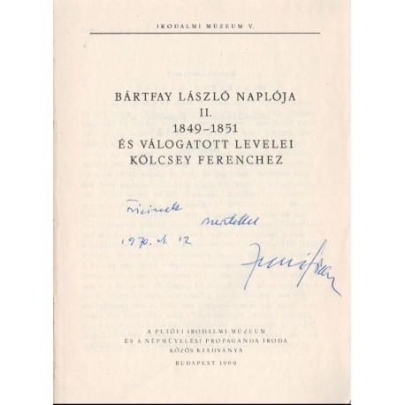 Bártfay László naplójából I-II. kötet (dedikált)