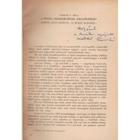 A próza zeneiségének kérdéséhez (dedikált)