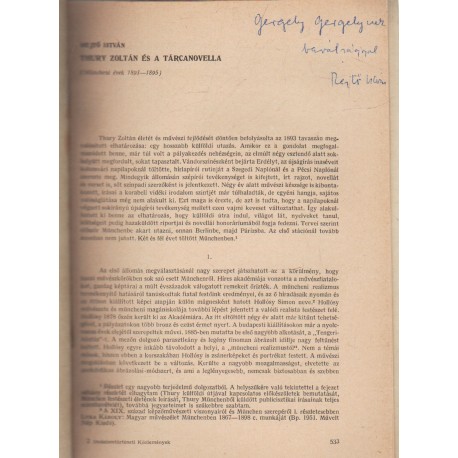 Thury Zoltán és a tárcanovella (dedikált)