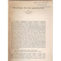 Betrachtungen über den ungarischen Reim (dedikált)
