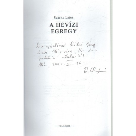 A hévízi Egregy (dedikált)