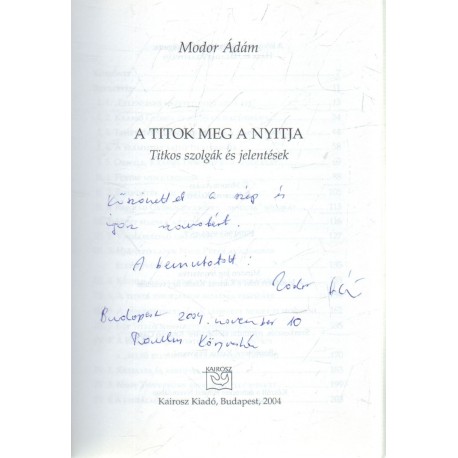 A titok meg a nyitja (dedikált)