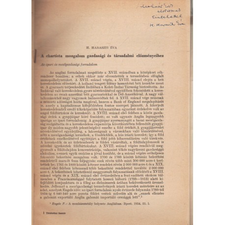 A charista mozgalom gazdasági és társadalmi előzményeihez (dedikált)