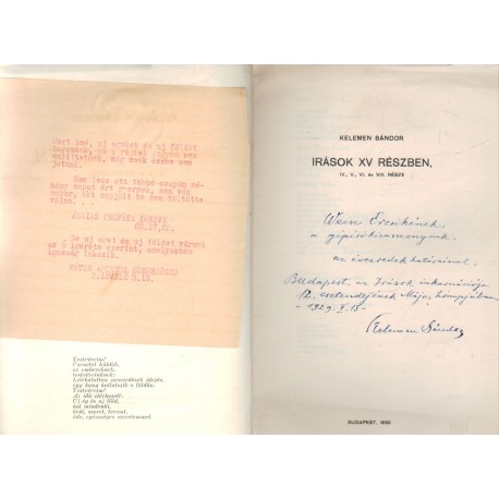 Írások XV. részben, IV. V. VI. és VIII. része (dedikált)