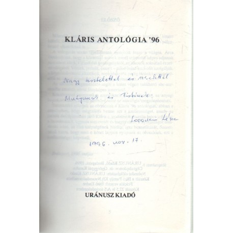 Kláris antológia '96 (dedikált)
