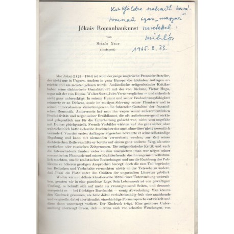 Jókais Romanbaukunst (dedikált)