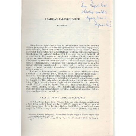 A sajóládi pálos kolostor (dedikált)