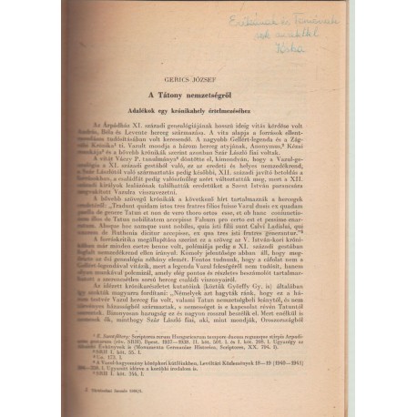 A Tátony-nemzetségről (dedikált)