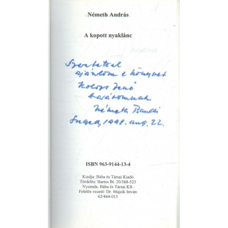 A kopott nyaklánc (dedikált)