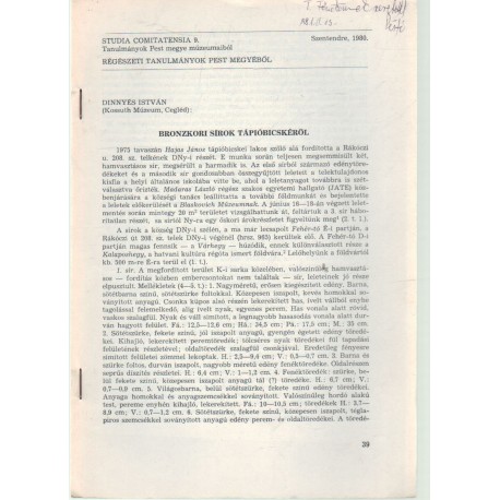 Bronzkori sírok Tápióbicskéről (dedikált)