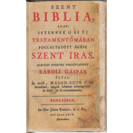 Szent Biblia 1764 Basileá