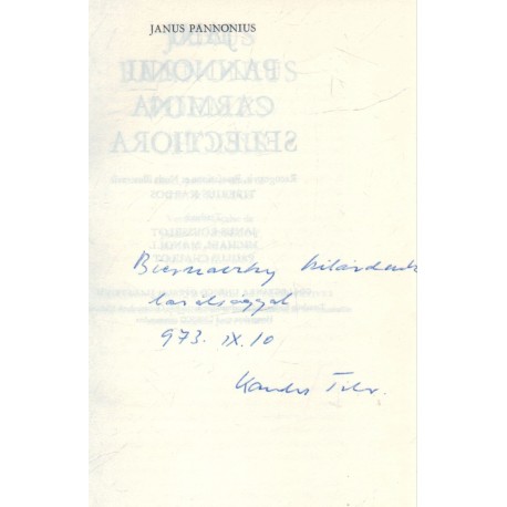 Janus pannonius Poemes Choisis (dedikált)
