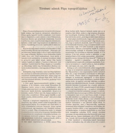 Történeti adatok Pápa tipográfiájához (dedikált)