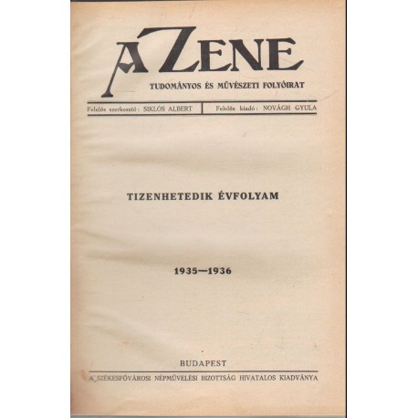 A zene - Tudományos és művészeti folyóirat