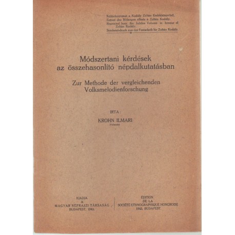 Módszertani kérdések az összehasonlító népdalkutatásban