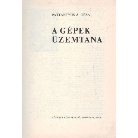 A gépek üzemtana