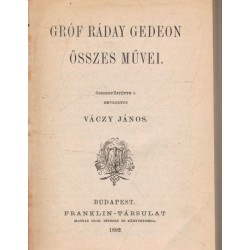 Gróf Ráday Gedeon összes művei