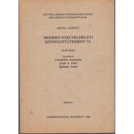 Modern nyelvelméleti szöveggyűjtemény VI.