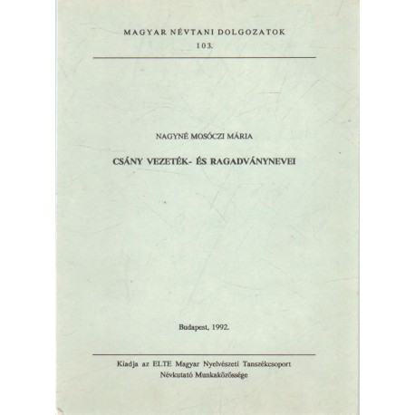 Csány vezeték- és ragadványnevei